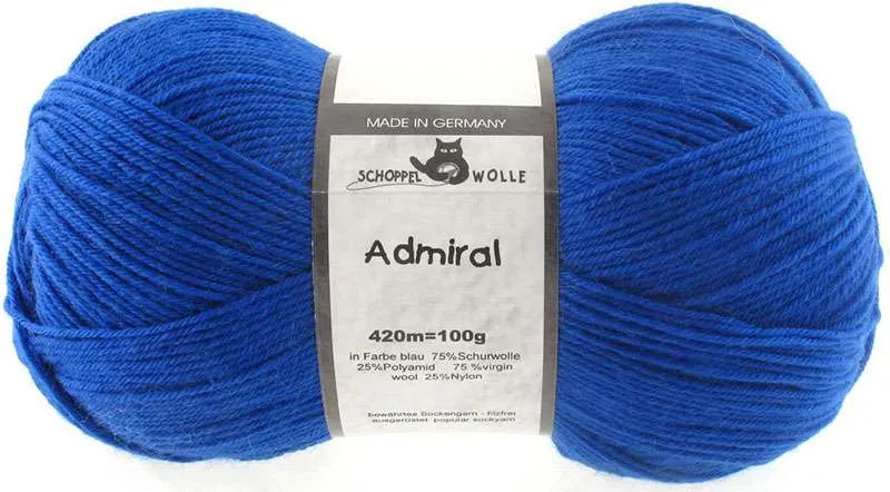 Schoppel Admiral 75% Virgin Wool, 25% Nylon (biodegradable)
