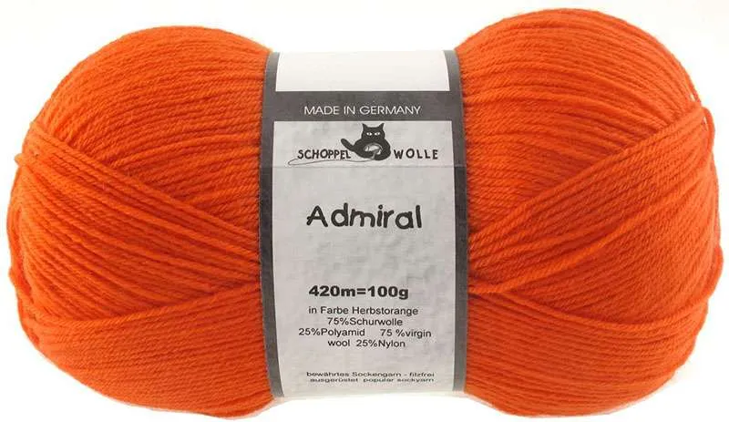 Schoppel Admiral 75% Virgin Wool, 25% Nylon (biodegradable)