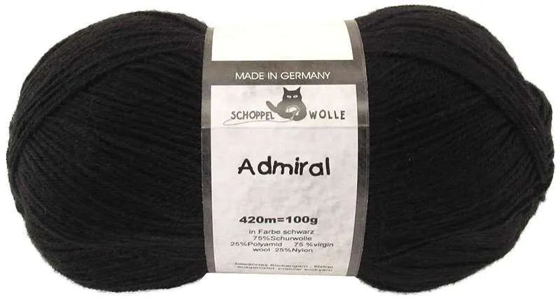 Schoppel Admiral 75% Virgin Wool, 25% Nylon (biodegradable)