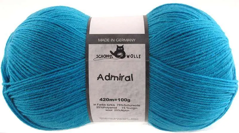 Schoppel Admiral 75% Virgin Wool, 25% Nylon (biodegradable)
