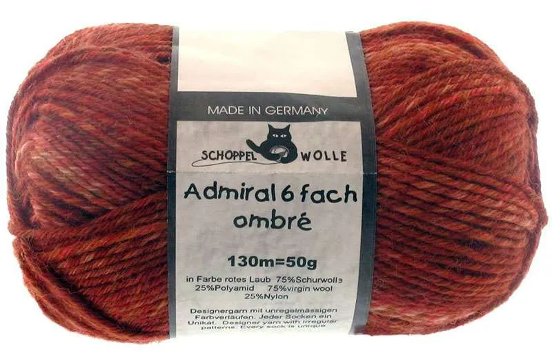 Schoppel Admiral 75% Virgin Wool, 25% Nylon (biodegradable)