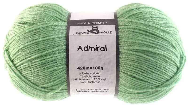 Schoppel Admiral 75% Virgin Wool, 25% Nylon (biodegradable)