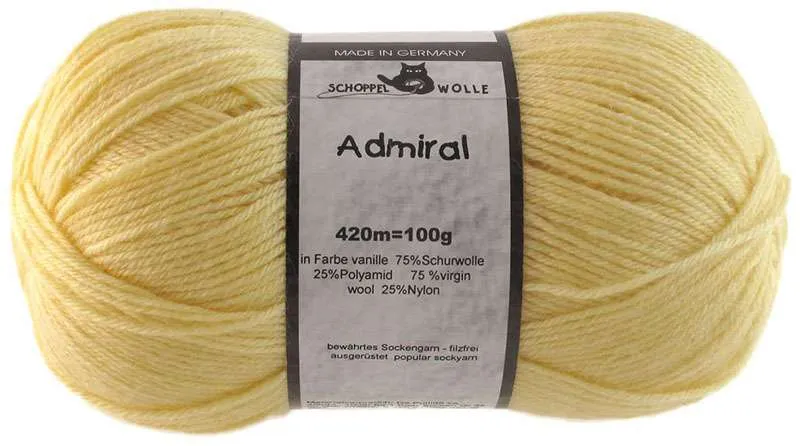 Schoppel Admiral 75% Virgin Wool, 25% Nylon (biodegradable)
