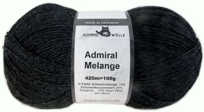 Schoppel Admiral 75% Virgin Wool, 25% Nylon (biodegradable)
