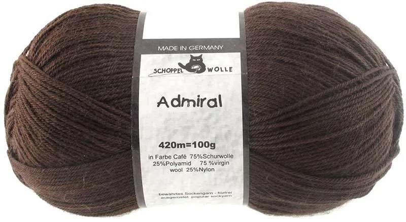Schoppel Admiral 75% Virgin Wool, 25% Nylon (biodegradable)