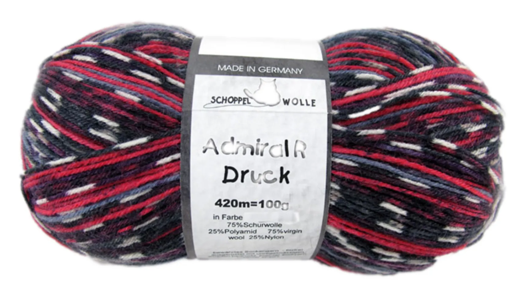 Schoppel Admiral 75% Virgin Wool, 25% Nylon (biodegradable)