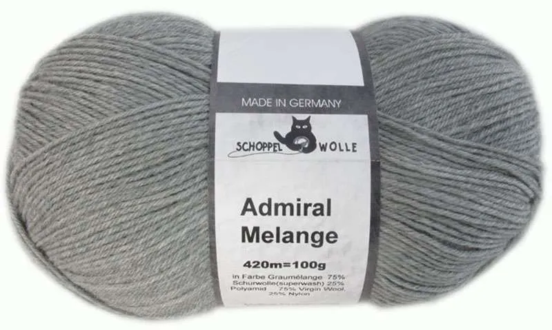 Schoppel Admiral 75% Virgin Wool, 25% Nylon (biodegradable)