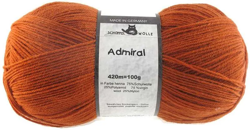 Schoppel Admiral 75% Virgin Wool, 25% Nylon (biodegradable)
