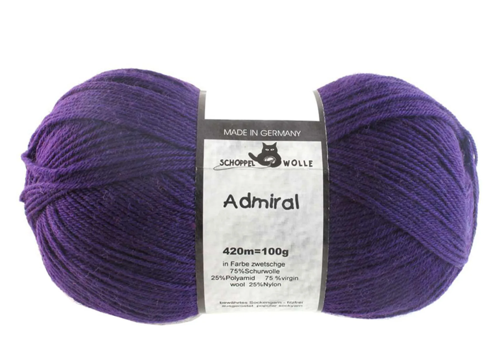 Schoppel Admiral 75% Virgin Wool, 25% Nylon (biodegradable)