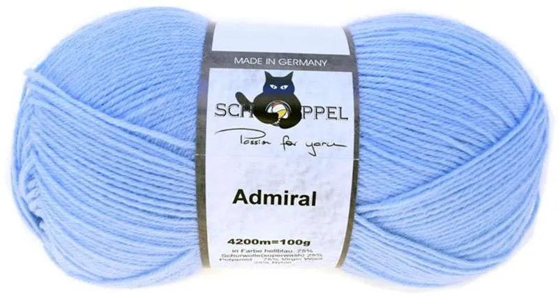 Schoppel Admiral 75% Virgin Wool, 25% Nylon (biodegradable)