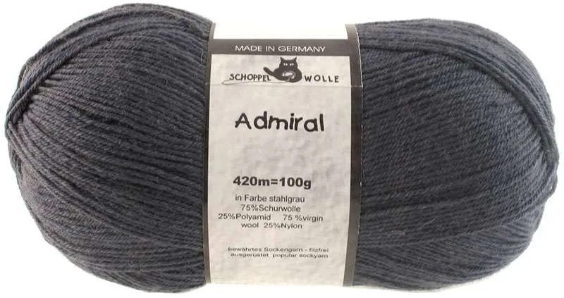 Schoppel Admiral 75% Virgin Wool, 25% Nylon (biodegradable)