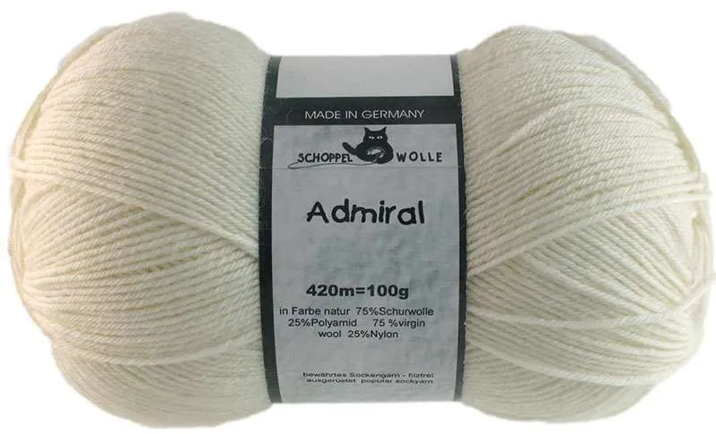Schoppel Admiral 75% Virgin Wool, 25% Nylon (biodegradable)