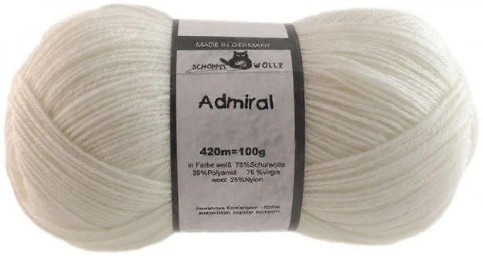 Schoppel Admiral 75% Virgin Wool, 25% Nylon (biodegradable)