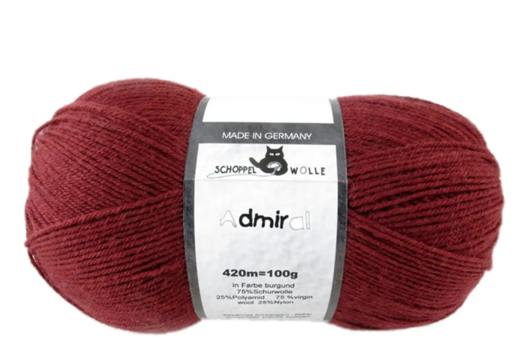 Schoppel Admiral 75% Virgin Wool, 25% Nylon (biodegradable)